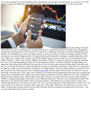 CFD Trading: Fast Moves, Risky Grooves