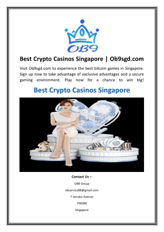 Best Crypto Casinos Singapore  Ob9sgd.com