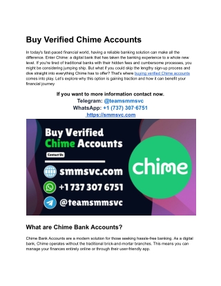Best Websites  Purchasing Verified Chime Bank Accounts