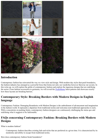 Contemporary Fashion: Damaging Limits with Modern Layouts