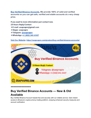 Buy Verified Binance Accounts : 100% Secure