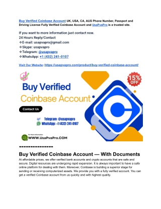 Top Trustable Place to Buy Verified Coinbase Account
