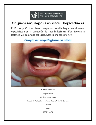 Cirugía de Anquiloglosia en Niños Jorgecortizo.es