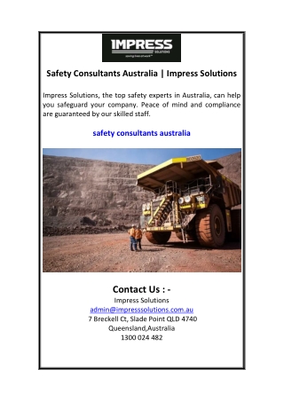 Safety Consultants Australia  Impress Solutions