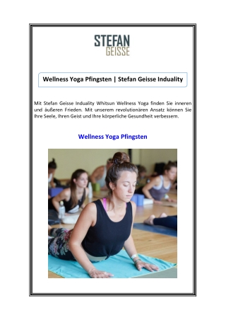 Wellness Yoga Pfingsten  Stefan Geisse Induality