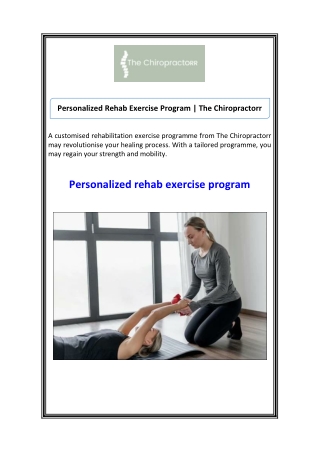 Personalized Rehab Exercise Program The Chiropractorr