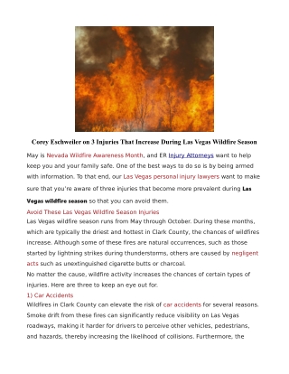 Corey Eschweiler on 3 Injuries That Increase During Las Vegas Wildfire Season