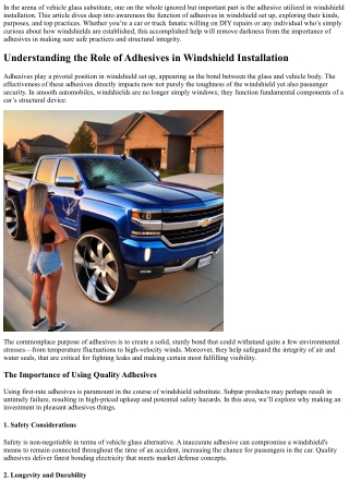 Understanding the Role of Adhesives in Windshield Installation