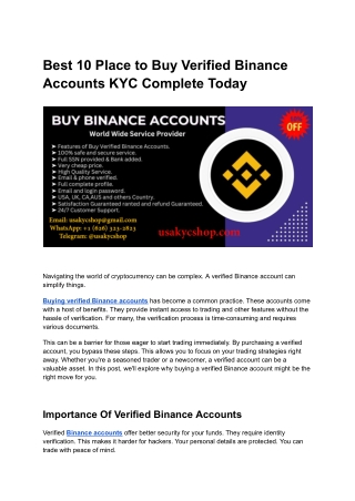 Best Place to Buy Verified Binance Account In this month 11.05.2025