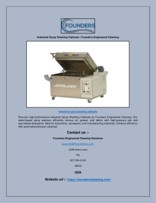 Industrial Spray Washing Cabinets | Founders Engineered Cleaning