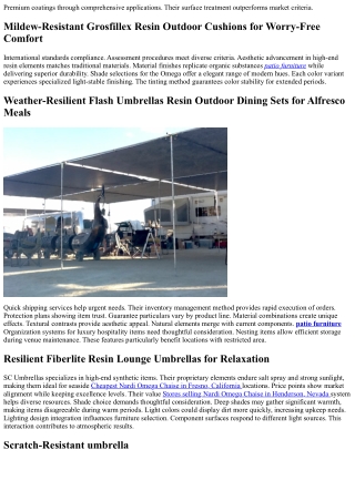 Flame-Retardant Resin Patio Umbrellas