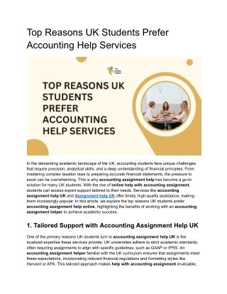 Top Reasons UK Students Prefer Accounting Help Services