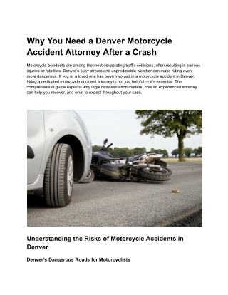 Why You Need a Denver Motorcycle Accident Attorney After a Crash