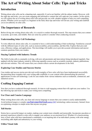 The Art of Writing About Solar Cells Tips and Tricks