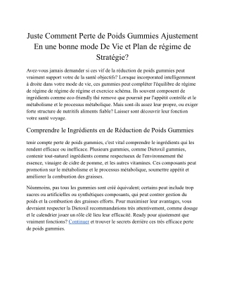 Juste Comment perte de Poids Gummies Ajustement à Droite Dans le Saine Et Équili