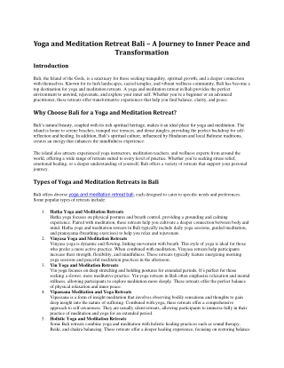 yoga and meditation retreat bali