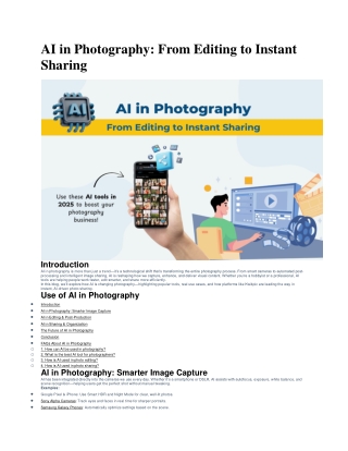 AI in Photography From Editing to Instant Sharing
