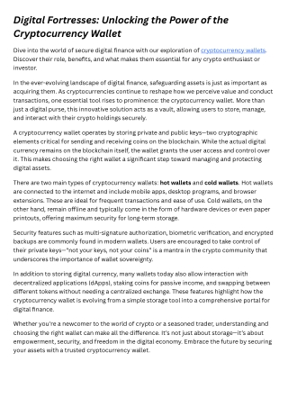 Digital Fortresses Unlocking the Power of the Cryptocurrency Wallet