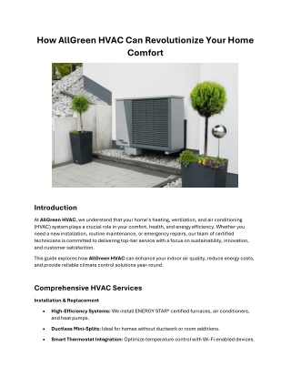 How AllGreen HVAC Can Revolutionize Your Home Comfort