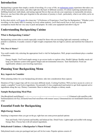 A Taste of Journey: Food Tips for Backpackers