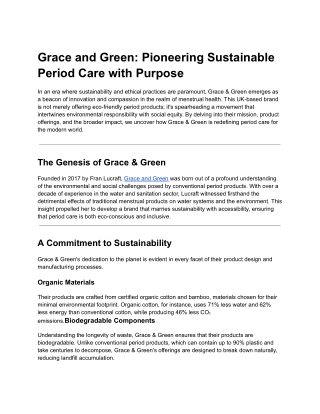 Grace and Green_ Pioneering Sustainable Period Care with Purpose