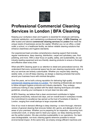 Professional Commercial Cleaning Services in London _ BFA Cleaning