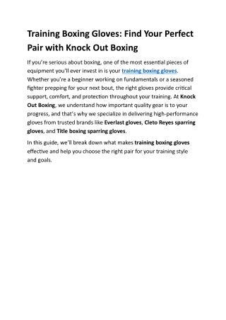 Training Boxing Gloves