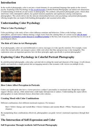 Exploring Color Psychology in Colorful Portrait Photography