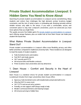 Private Student Accommodation Liverpool_ 5 Hidden Gems You Need to Know About