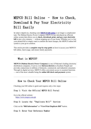 mepco bill online