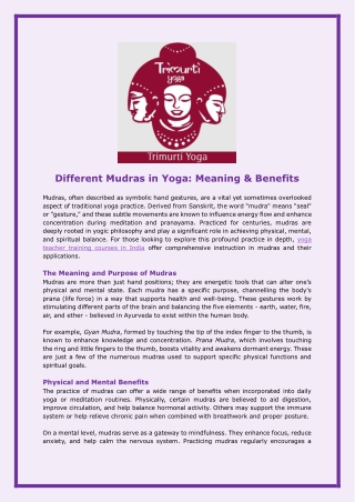Different Mudras in Yoga: Meaning & Benefits