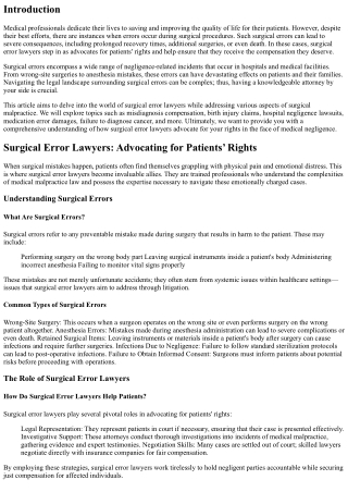 Surgical Error Lawyers: Advocating for Patients’ Rights