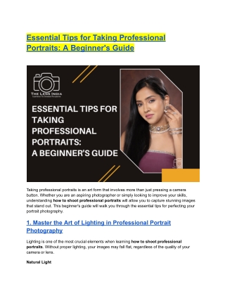 7 Tips for Taking Professional Portraits