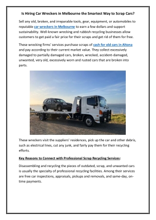 Is Hiring Car Wreckers in Melbourne the Smartest Way to Scrap Cars