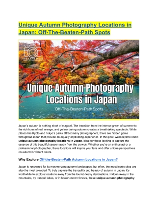 Unique Autumn Photography Locations in Japan Off The Beaten Path Spots