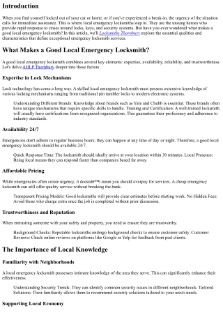 What Makes a Good Local Emergency Locksmith?