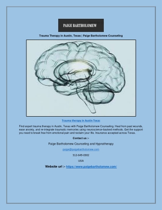 Trauma Therapy in Austin, Texas | Paige Bartholomew Counseling