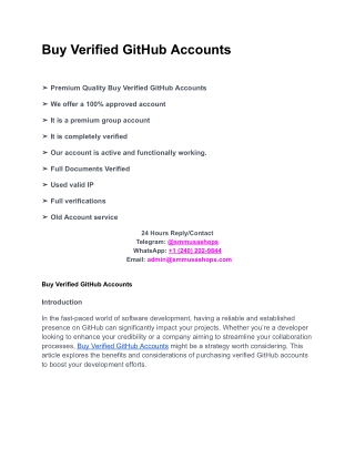 Buy Verified GitHub Accounts