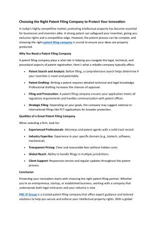 Choosing the Right Patent Filing Company to Protect Your Innovation