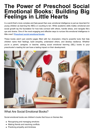 The Power of Preschool Social Emotional Books Building Big Feelings in Little Hearts