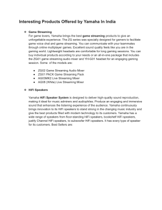 Interesting Products Offered by Yamaha In India