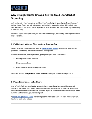 Why Straight Razor Shaves Are the Gold Standard of Grooming