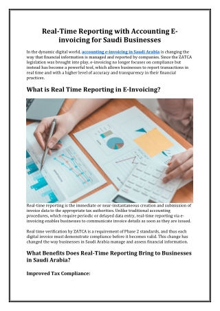 Real-Time Reporting with Accounting E-invoicing for Saudi Businesses