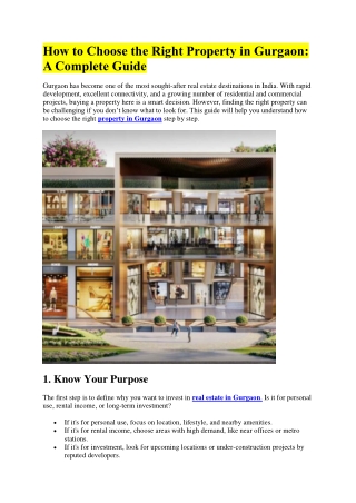 How to Choose the Right Property in Gurgaon