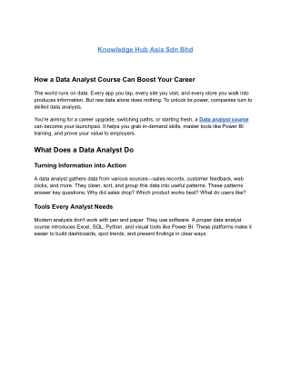 How a Data Analyst Course Can Boost Your Career