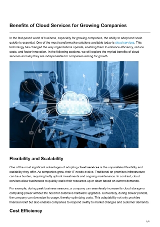 Benefits of Cloud Services for Growing Companies