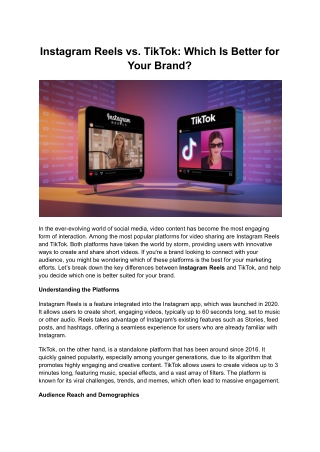 Instagram Reels vs. TikTok: Which Is Better for Your Brand?