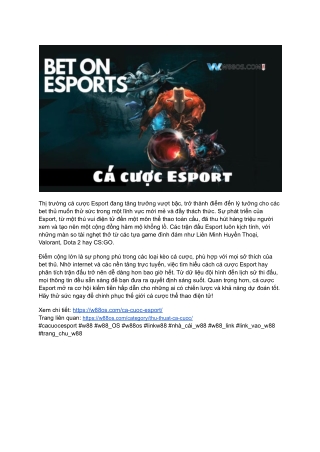 Cá cược Esport tại W88 OS_ Soi kèo chuẩn, thắng thưởng lớn