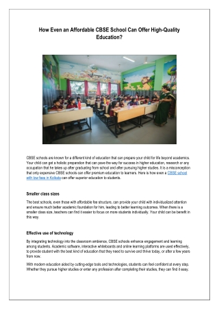 How Even an Affordable CBSE School Can Offer High-Quality Education?
