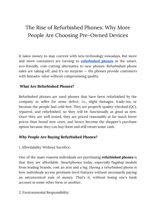 The Rise of Refurbished Phones_ Why More People Are Choosing Pre-Owned Devices